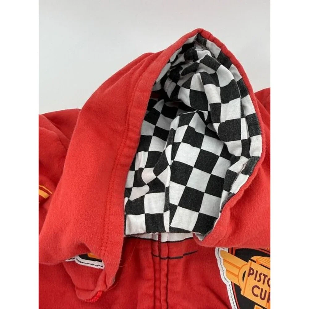 Disney Pixar Cars Lightning McQueen Hoodie Boys 5/6 Red Full Zip